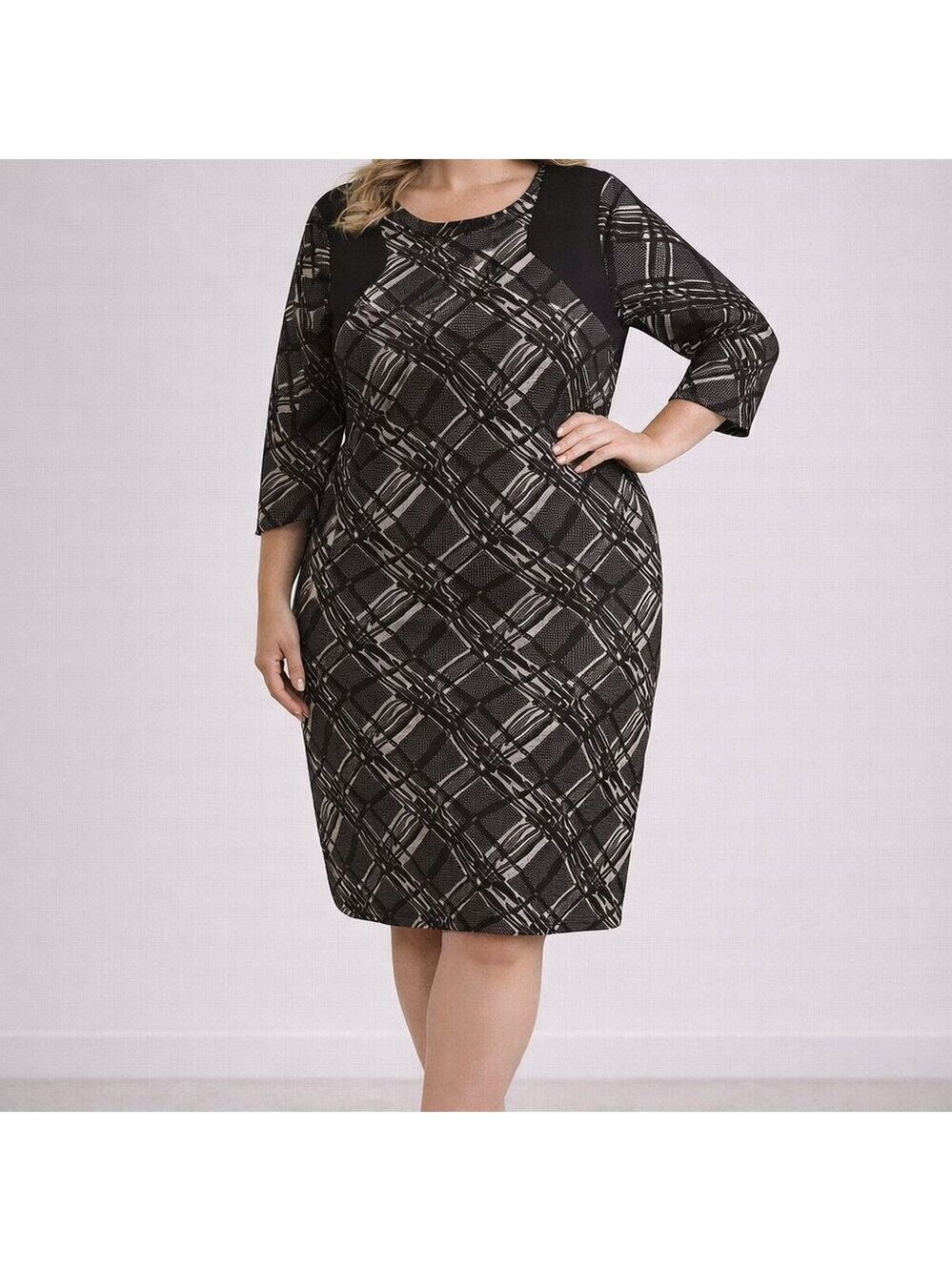 Womens Plus | Cato Fashions Black and White Midlength Womens Dress | c1